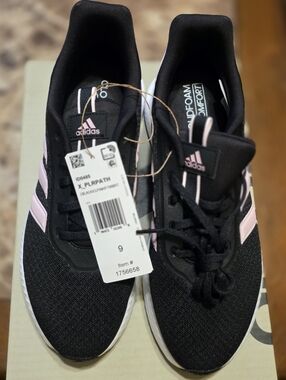 adidas Women’s Black Sneakers with Pink Accents